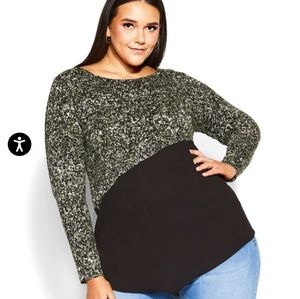 NWT Plus Size Women's Olive, White and Black, Light Weight Top, Size 26-28